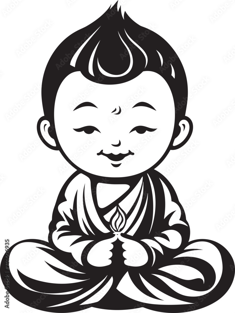 Serenity Seedling Vector Buddha Icon Chibi Zen Zephyr Mini Monk Silhouette Serenity Seedling Vector Buddha Icon Chibi Zen Zephyr Mini Monk Silhouette