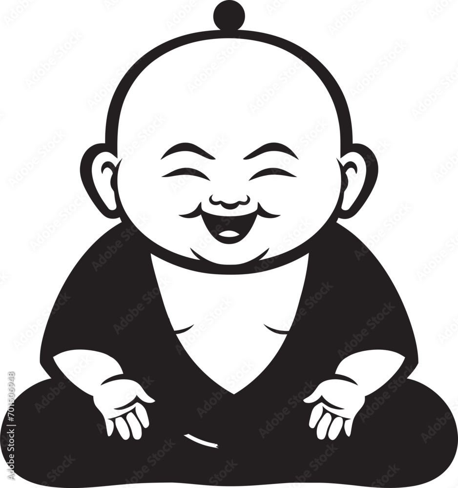 Zen Nursery Cartoon Buddha Icon Divine Kiddo Black Vector Kid Zen Nursery Cartoon Buddha Icon Divine Kiddo Black Vector Kid