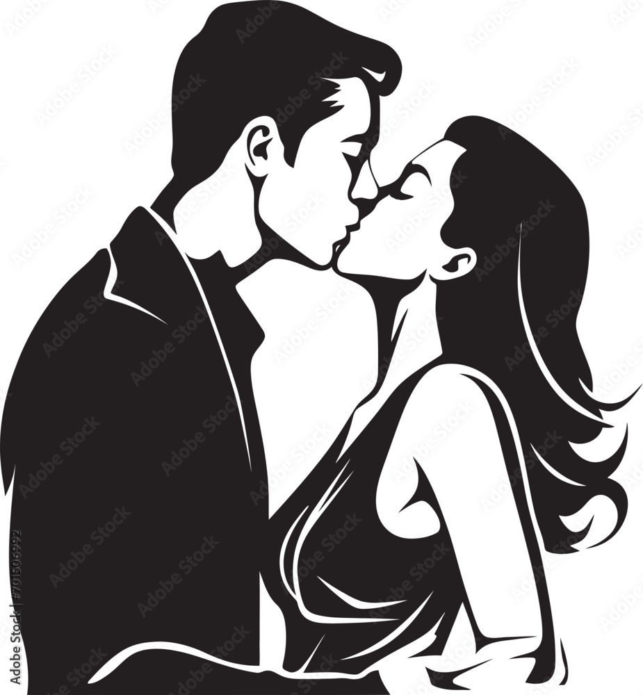 Blissful Harmony Vector Silhouette Emblem Kiss of Devotion Black Iconic Emblem