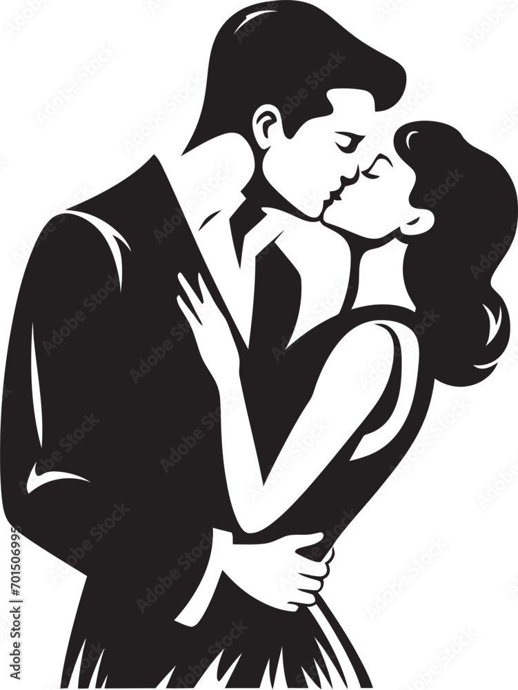Heartfelt Embrace Romantic Couple Icon Endless Devotion Vector Silhouette Emblem
