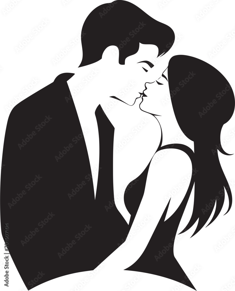 Endless Affection Vector Silhouette Icon Blissful Kiss Black Romance Design
