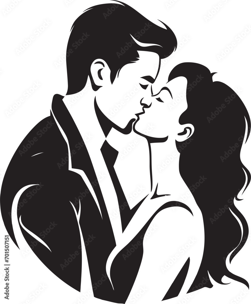 Endless Love Romantic Vector Kiss Blissful Harmony Iconic Black Emblem