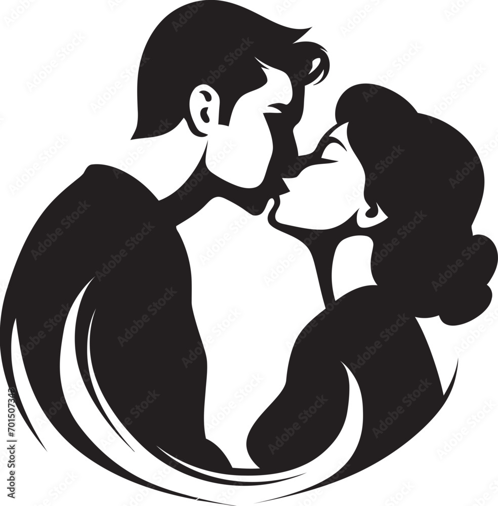 Eternal Serenity Black Iconic Design Cherished Fusion Romantic Vector Kissing