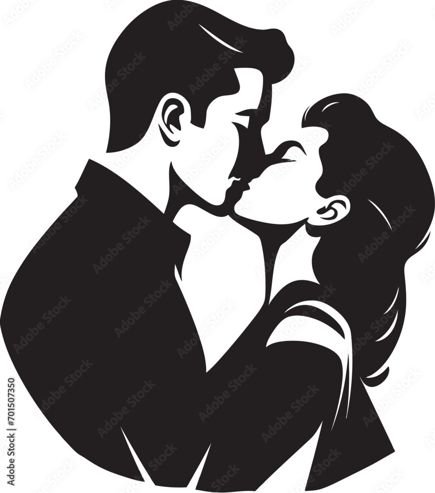 Passionate Bond Vector Romance Icon Boundless Love Black Silhouette Design