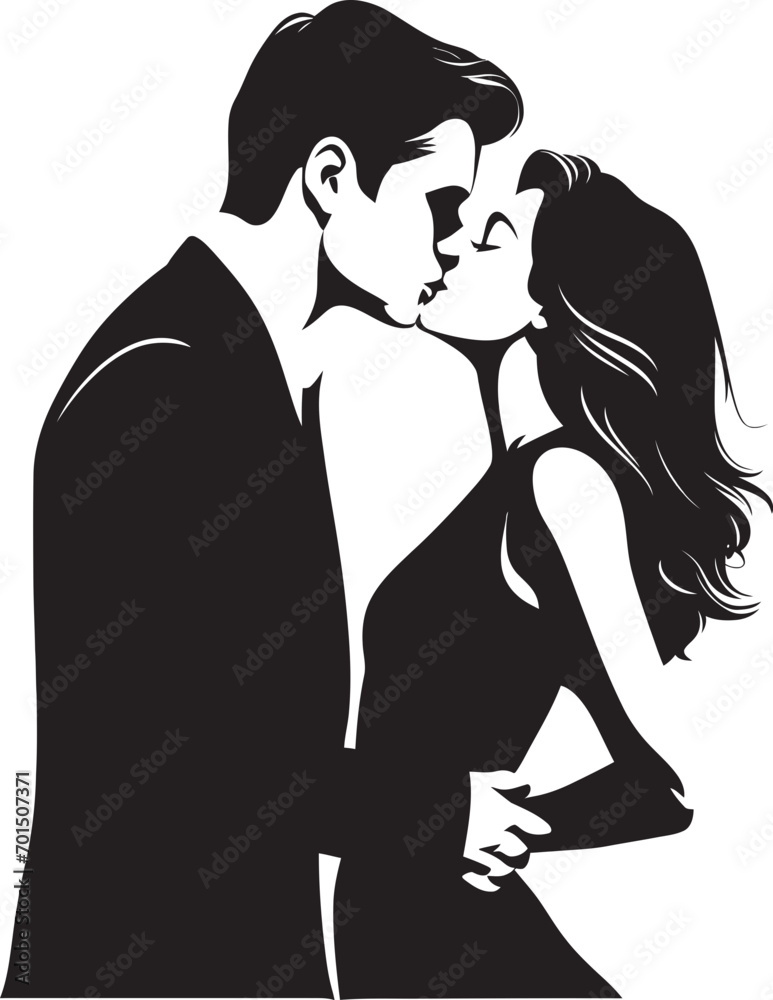Sensual Fusion Vector Kissing Silhouette Everlasting Bliss Black Iconic Love