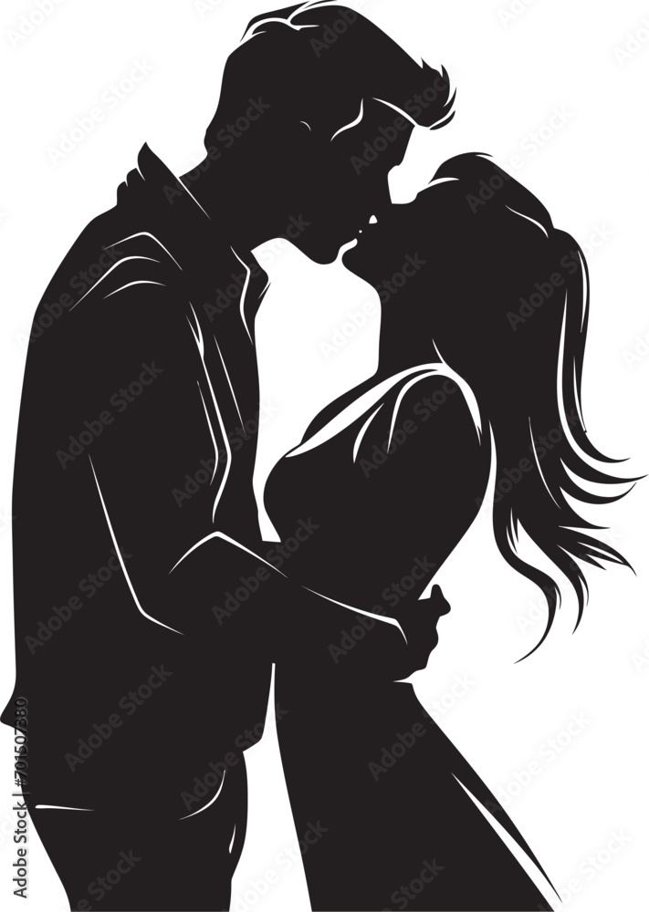 Tender Passion Vector Romance Emblem Passionate Bond Black Kissing Icon