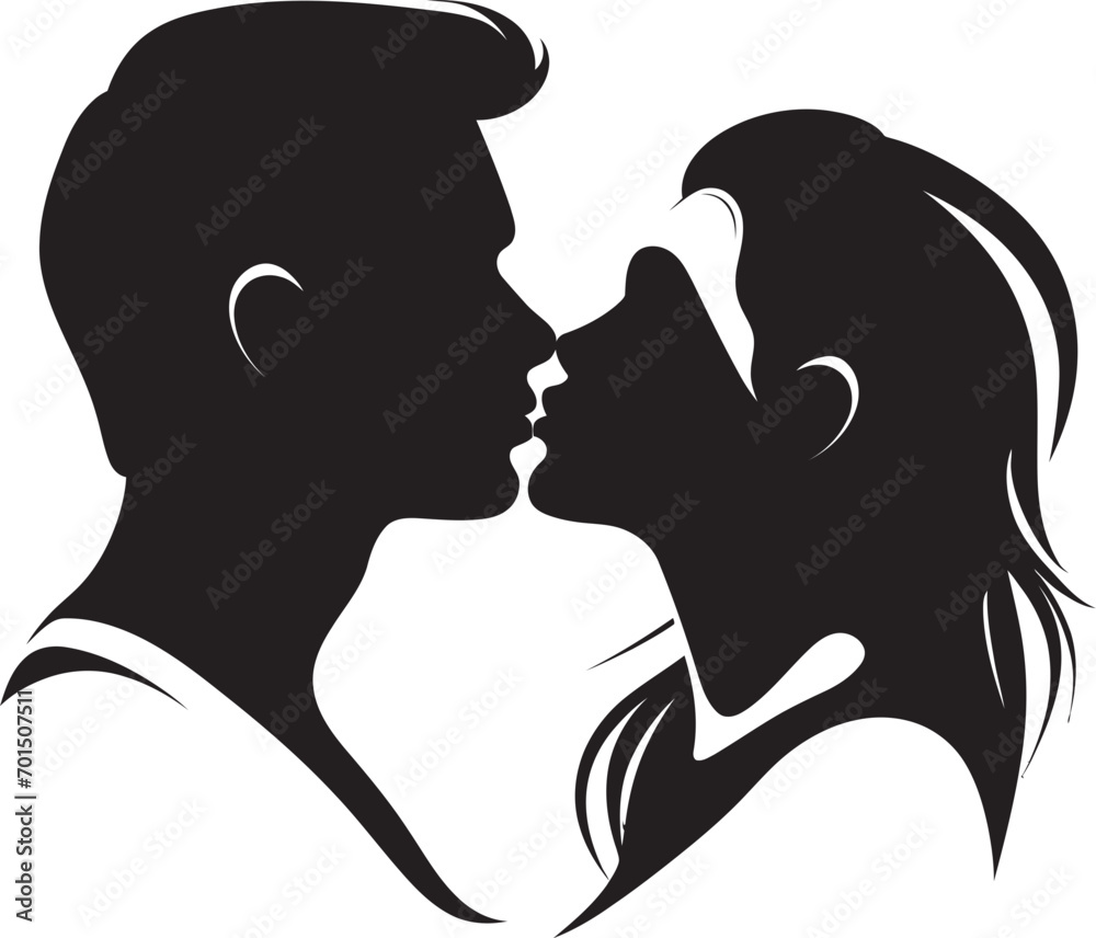 Kiss of Harmony Vector Romance Emblem Intimate Bliss Black Iconic Logo