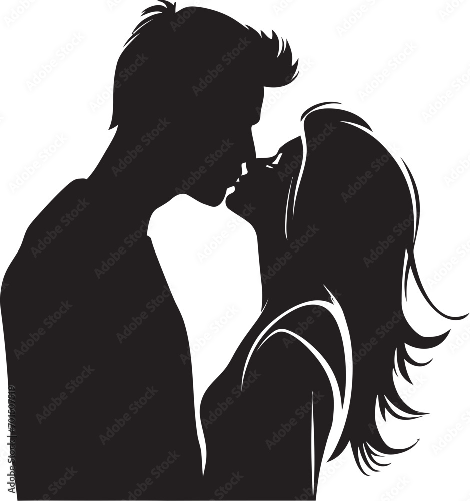 Infinite Passion Vector Kissing Design Tender Affection Black Romance Icon