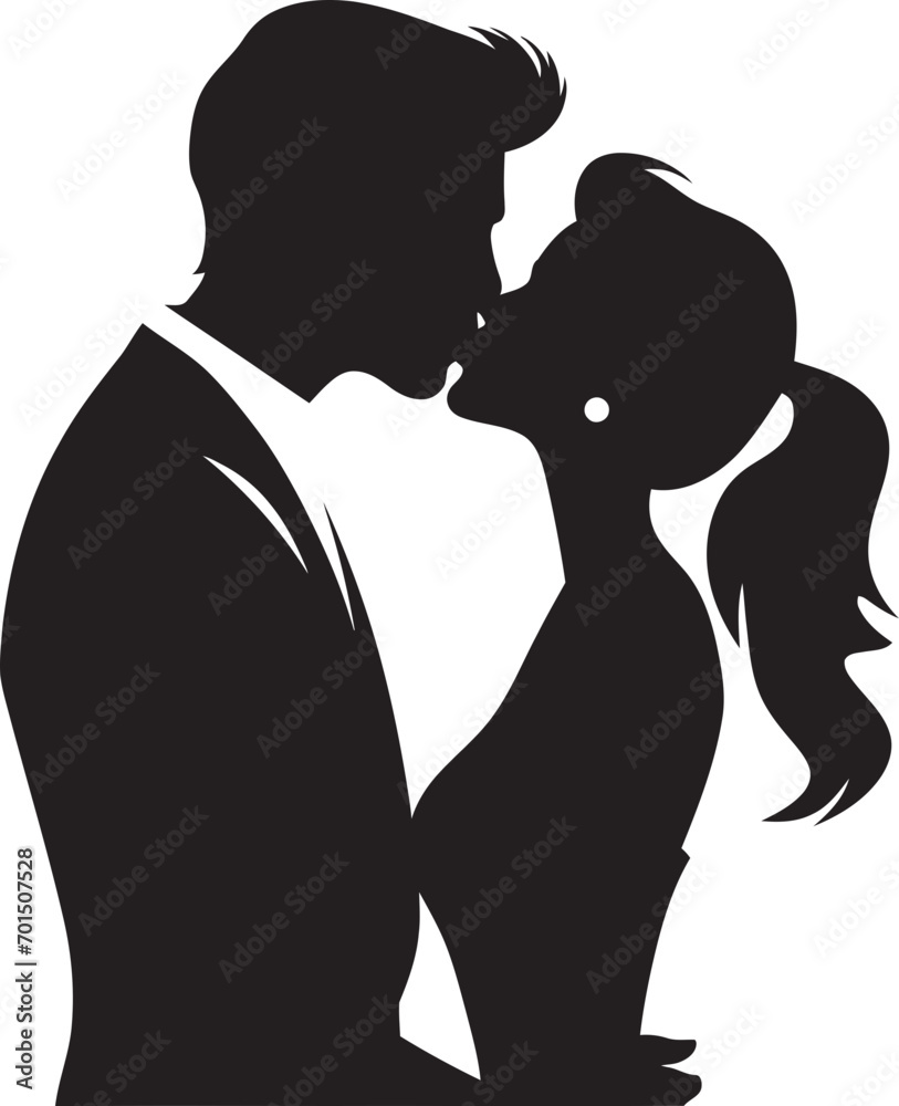 Cherished Embrace Vector Romance Icon Endless Devotion Black Silhouette Design