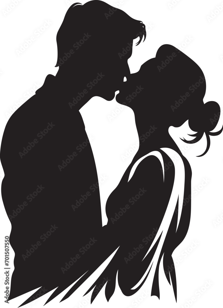 Endless Devotion Black Silhouette Design Blissful Kiss Romantic Iconic Emblem