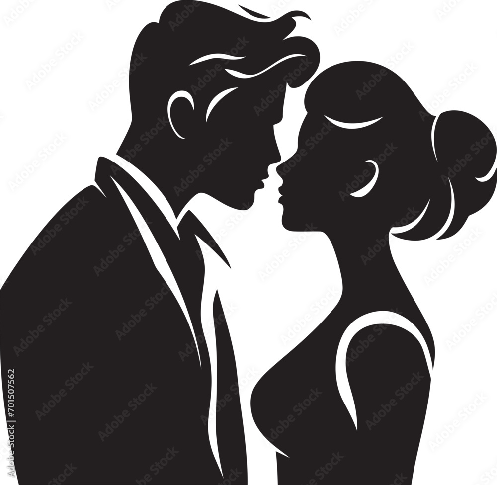 Passionate Bond Iconic Kissing Design Boundless Bliss Black Romance Emblem
