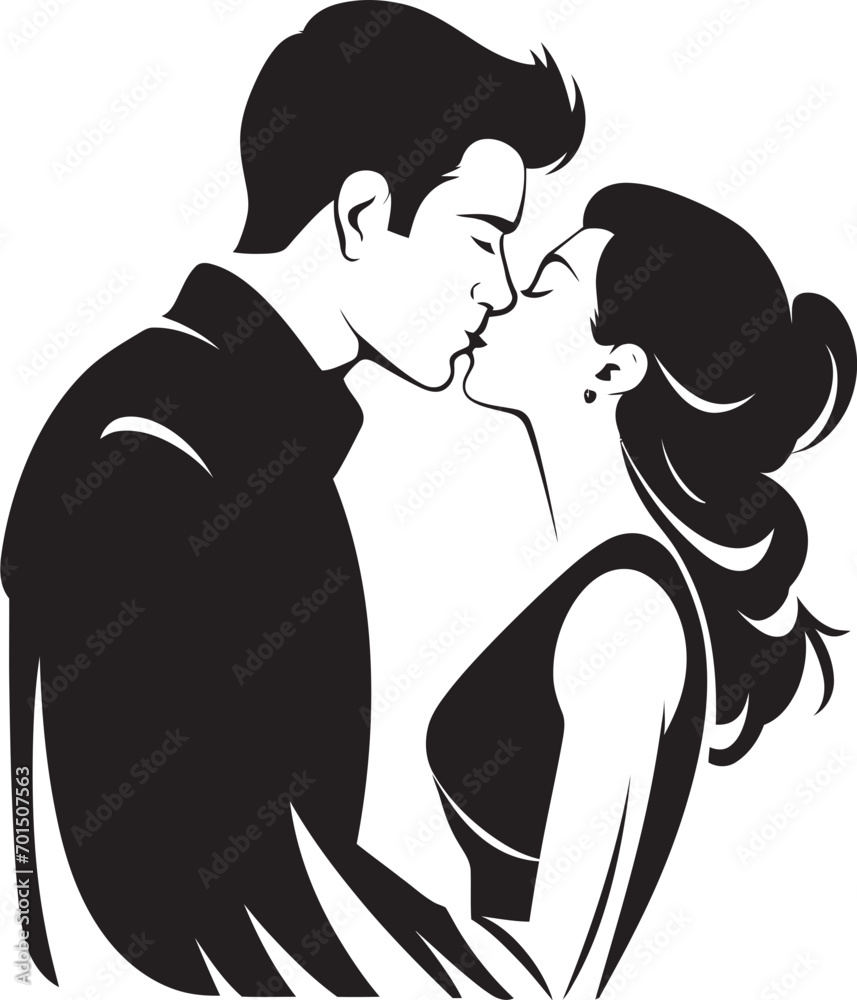Tender Passion Black Silhouette Icon Passionate Bond Iconic Kissing Design