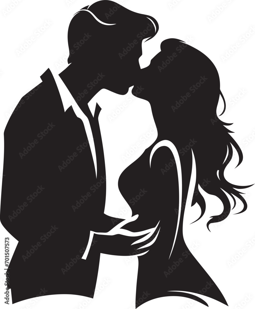 Cherished Love Iconic Vector Romance Endless Harmony Black Kissing Design