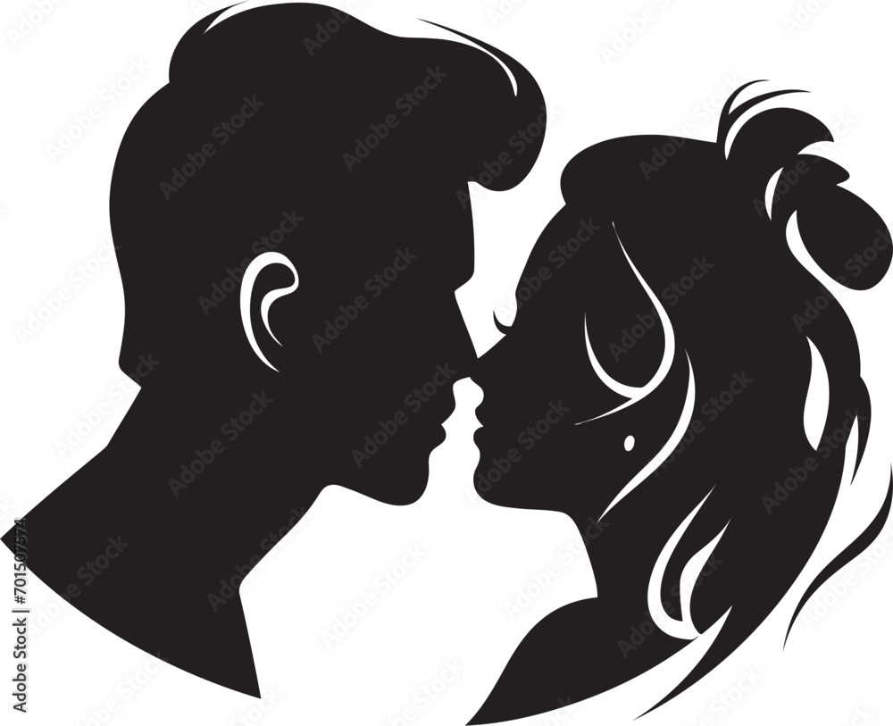 Endless Harmony Black Kissing Design Blissful Affection Romantic Silhouette Emblem