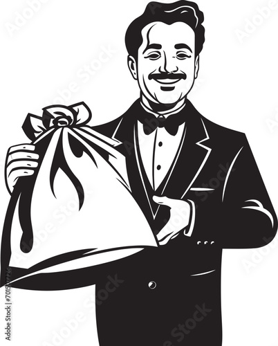 Wealth Warden Black Logo Emblem Treasury Titan Vector Moneybag Icon