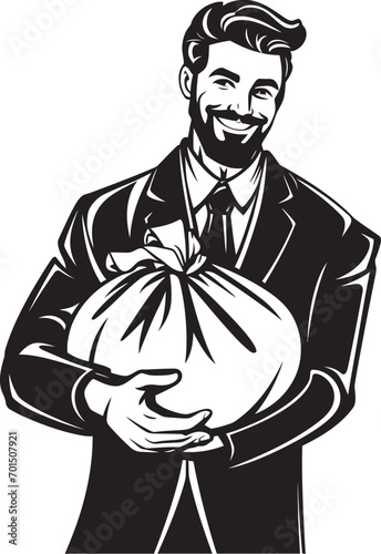 Dollar Custodian Black Logo Emblem Wealth Steward Moneybag Vector Design