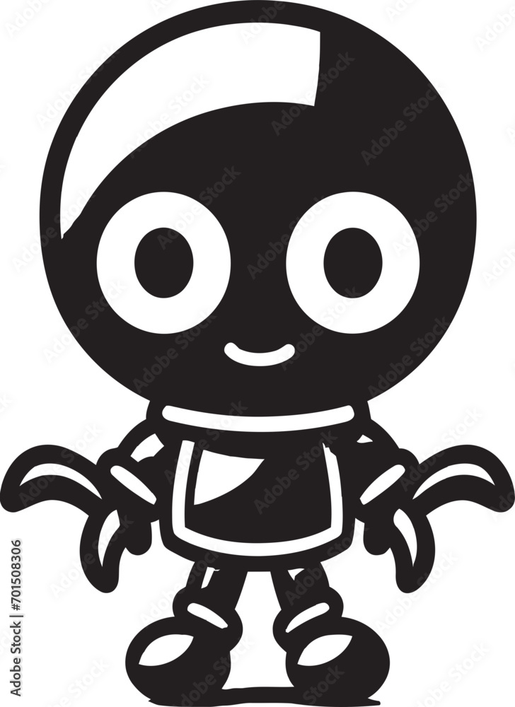 Explodroid Mascot Vector Emblematic Icon RoboBlast Blaster Black Mascot Emblem