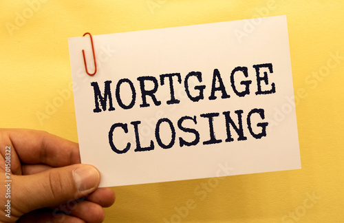 Mortgage Closing is shown using a text