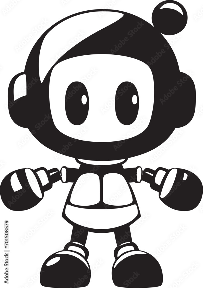 Blastastic Bot Buddy Vector Emblem RoboBlast Cutie Black Mascot Design