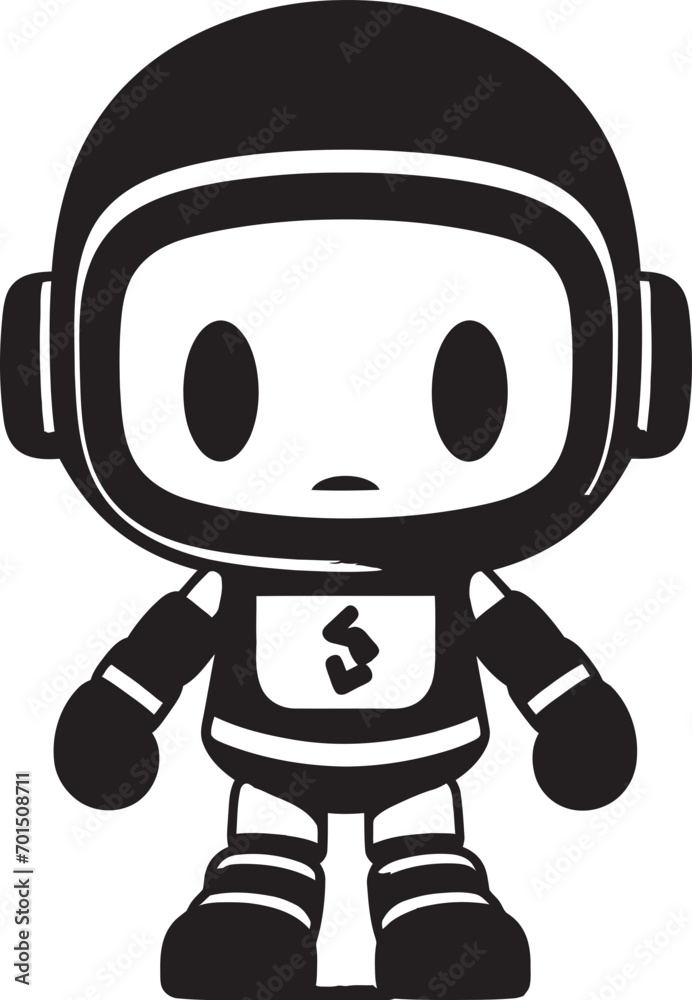 RoboBlast Mascot Black Iconic Design Bombastic Bot Vector Emblematic Mascot