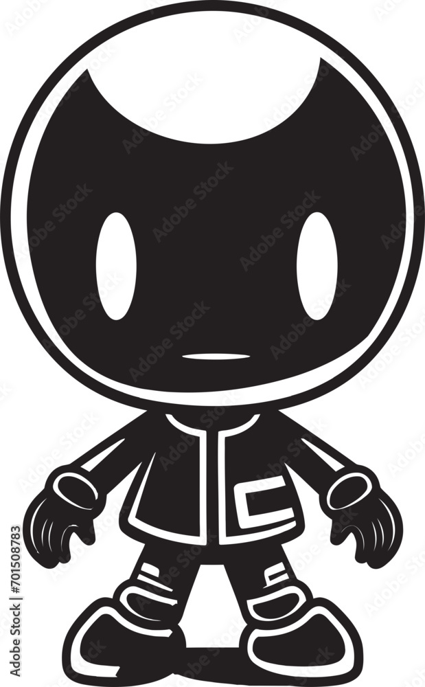 Bomber Bot Buddy Vector Emblematic Design Cute Explosive Droid Black Logo Icon Bomber Bot Buddy Vector Emblematic Design Cute Explosive Droid Black Logo Icon