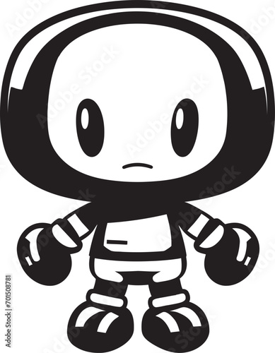 Explosive Bot Mascot Black Emblem Icon Boom Blaster Buddy Vector Iconic Design