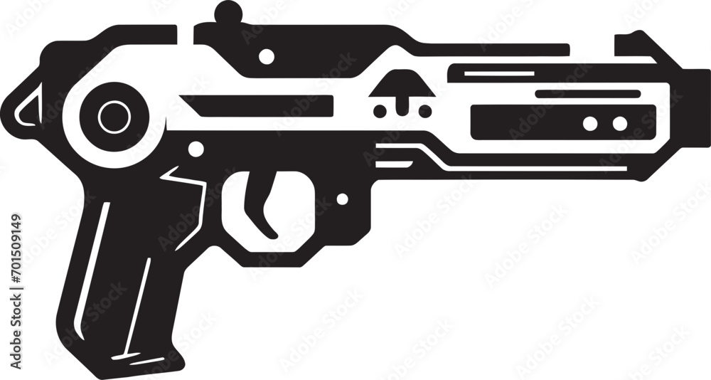 Galactic Ray Gun Iconic Emblem Cybernetic Blaster Cannon Vector Logo