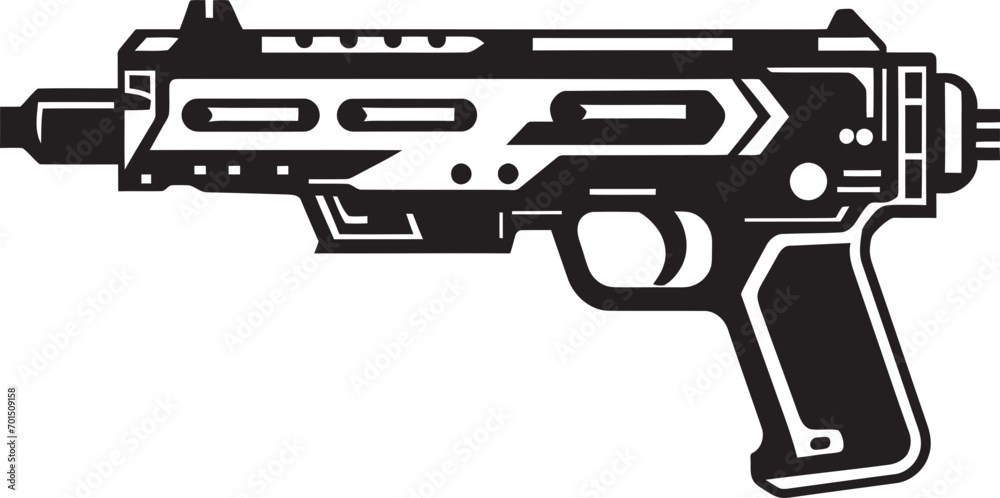 Plasma Fusion Gun Vector Logo Design Futuristic Photon Pistol Black Iconic