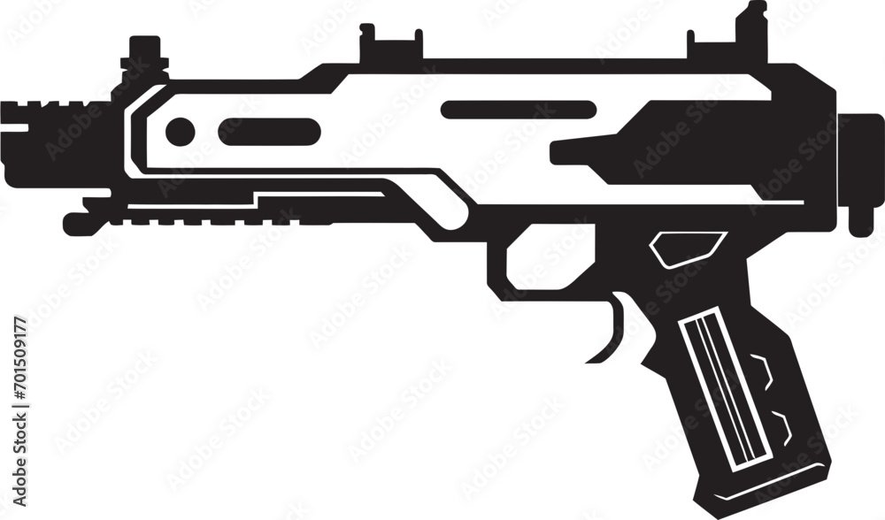 Quantum Pulse Rifle Black Emblematic Plasma Fusion Gun Vector Logo Design