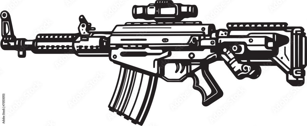 Tactical Firearm Icon Black Emblematic Modern Combat Armament Vector Black Design
