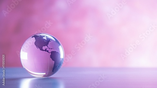 A glase globe with purple background  blur effect  space for text - Generative AI