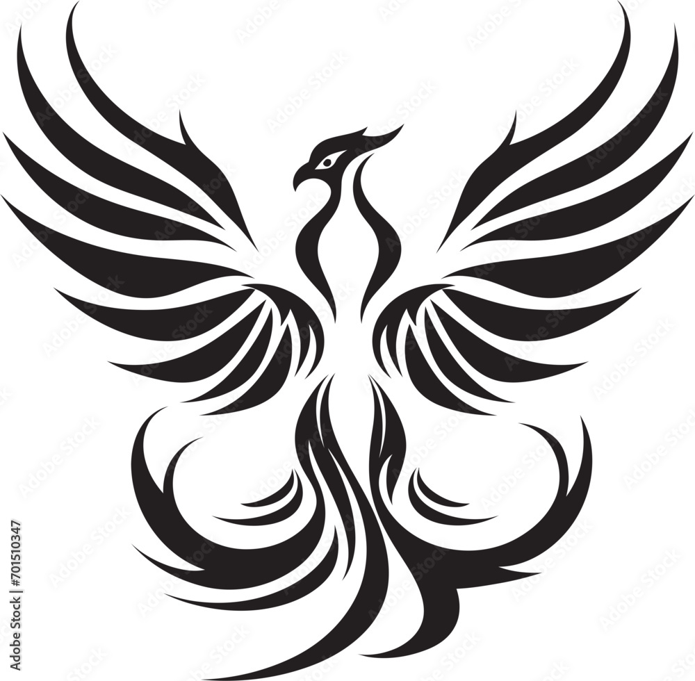Fototapeta premium Flame Feather Phoenix Vector Emblem Inferno Rise Symbol Black Emblematic