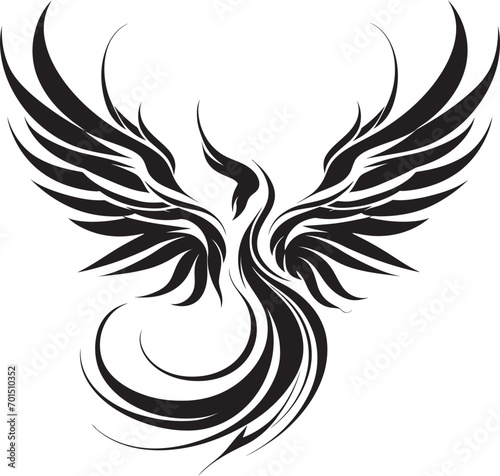 Phoenix Ignition Icon Black Emblem Revival Blaze Symbol Vector Logo Icon