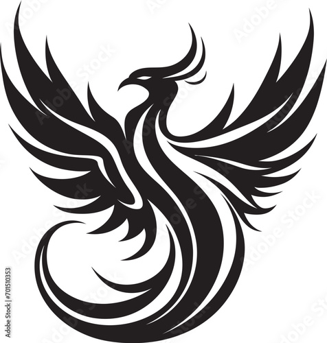 Rising Phoenix Wings Vector Emblem Phoenix Ignition Icon Black Emblem