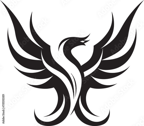 Flame Resilience Symbol Black Emblematic Phoenix Flame Rise Vector Logo Icon