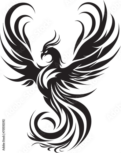 Phoenix Flame Rise Vector Logo Icon Resilient Feather Icon Black Design