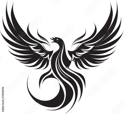 Rebirth Firebird Icon Vector Emblem Flaming Wings Phoenix Black Emblematic