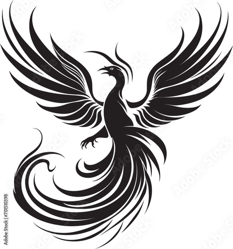 Inferno Rise Phoenix Black Iconic Phoenix Ignition Vector Emblematic