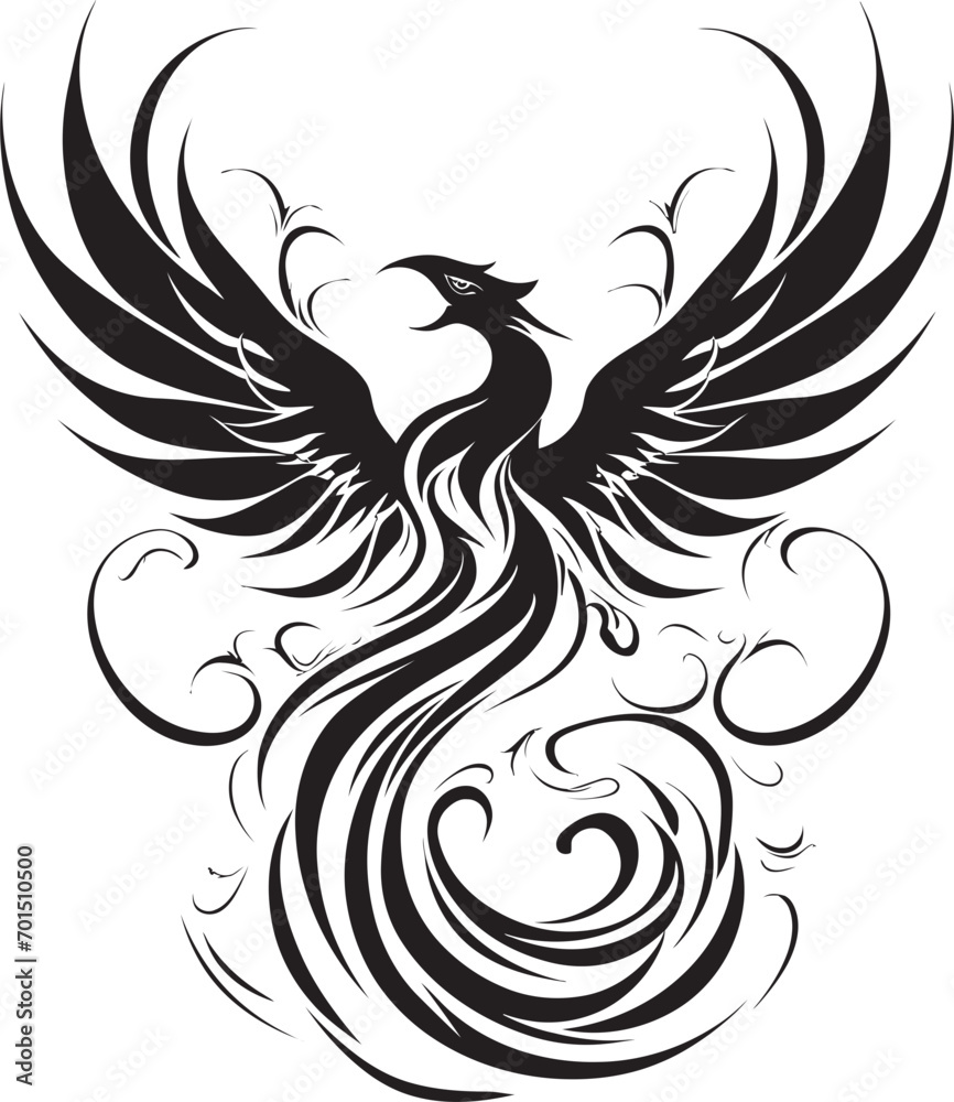 Radiant Flame Wings Black Logo Rebirth Firebird Icon Vector Emblem Radiant Flame Wings Black Logo Rebirth Firebird Icon Vector Emblem