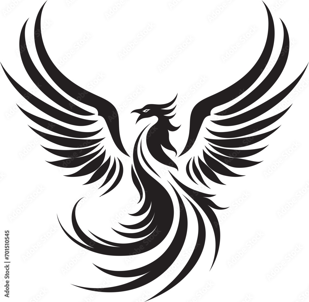 Fototapeta premium Inferno Firebird Icon Black Emblem Revival Glow Symbol Vector Logo Icon