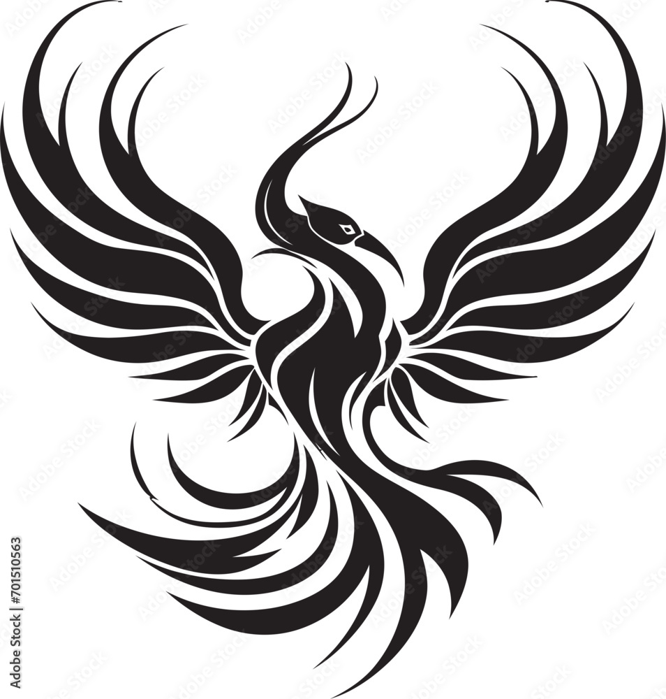 Fototapeta premium Radiant Feathered Icon Black Design Revival Wings Symbol Vector Logo