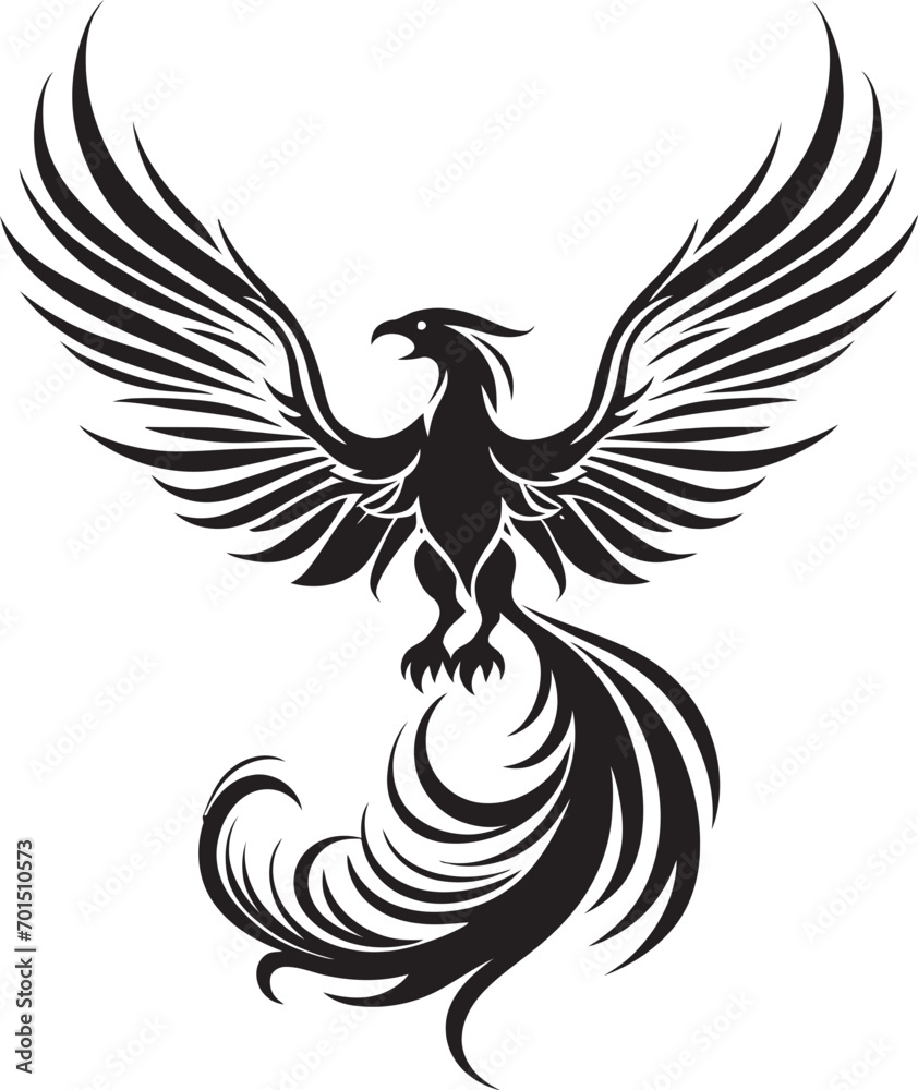 Fototapeta premium Resurgence Phoenix Vector Emblem Icon Radiant Feathered Icon Black Design
