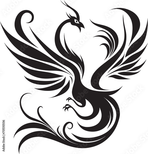 Resilient Feather Icon Black Design Rising Phoenix Flame Vector Emblem Icon