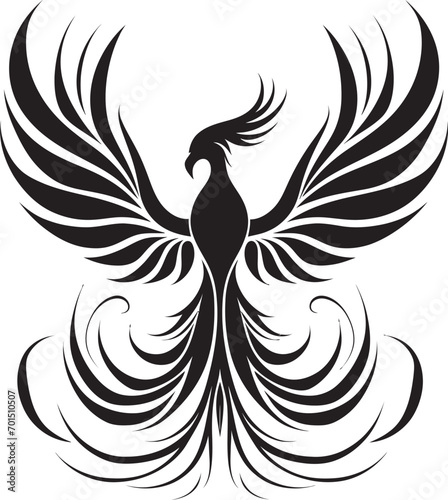 Phoenix Flame Rise Vector Logo Icon Resilient Feather Icon Black Design
