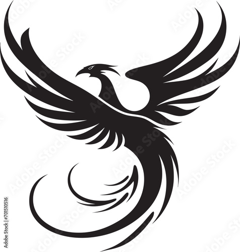Phoenix Ignition Vector Emblematic Flame Feather Symbol Black Logo