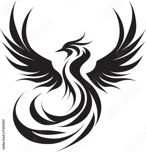 Eternal Phoenix Wings Vector Emblem Inferno Firebird Icon Black Emblem