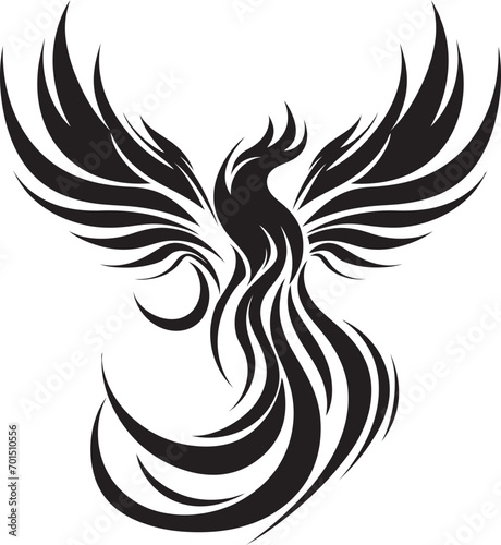 Flame Rise Symbol Vector Emblem Phoenix Blaze Rebirth Black Emblematic