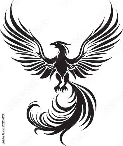 Resurgence Phoenix Vector Emblem Icon Radiant Feathered Icon Black Design