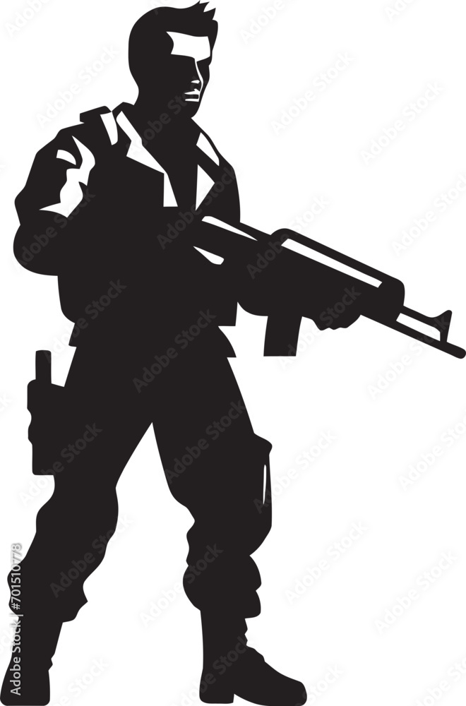 Frontline Firearm Black Emblematic Army Gunner Emblem Vector Emblem Icon