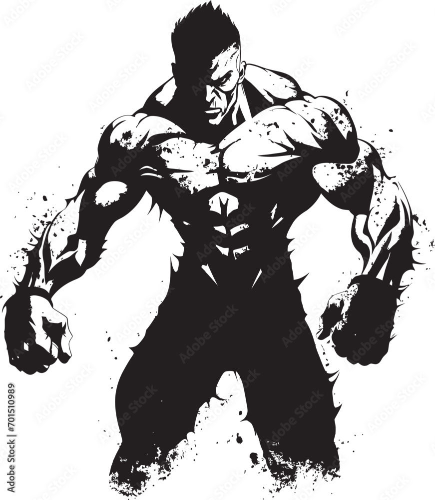 Fototapeta premium Muscle Massacre Icon Black Emblematic Undead Fitness Emblem Vector Logo